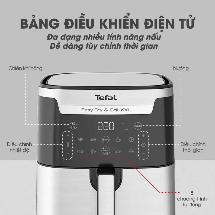 Màn hình cảm ứng thông minh – 8 chương trình nấu tự động Tefal EY801D15 6.5L