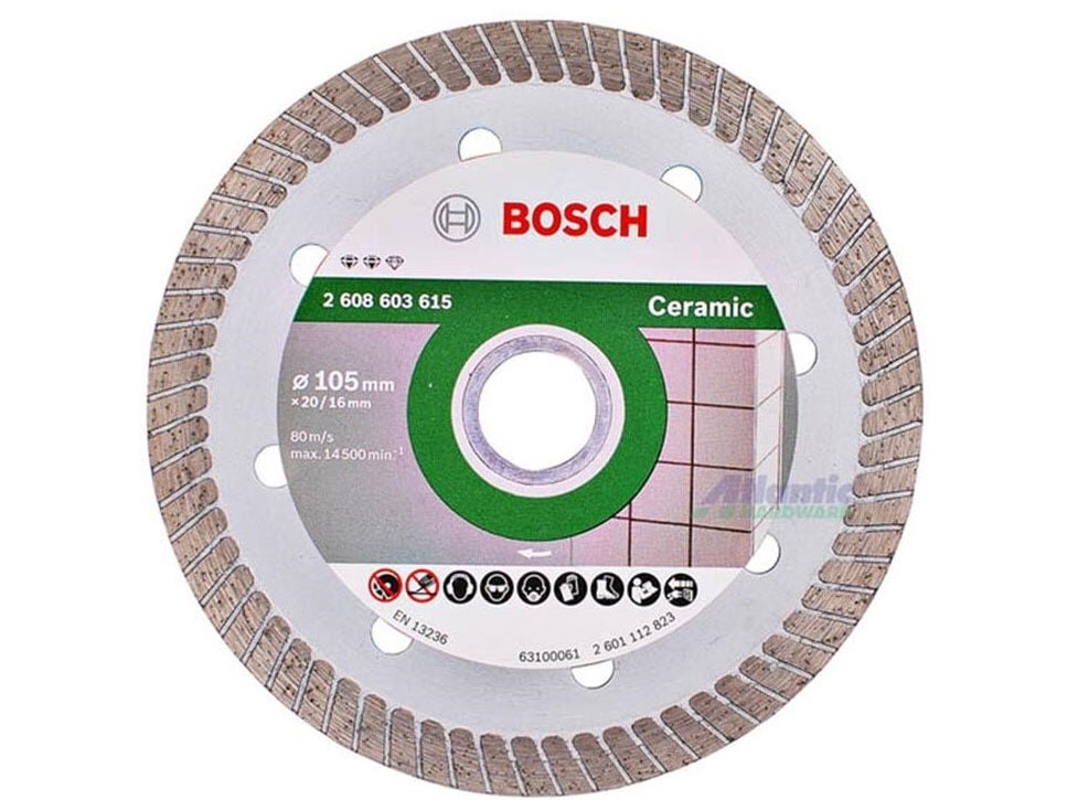 Đĩa cắt kim cương Turbo 105mm x 16mm Ceramic Bosch 2608603615 Đĩa cắt kim cương Turbo 105mm x 16mm Ceramic Bosch 2608603615