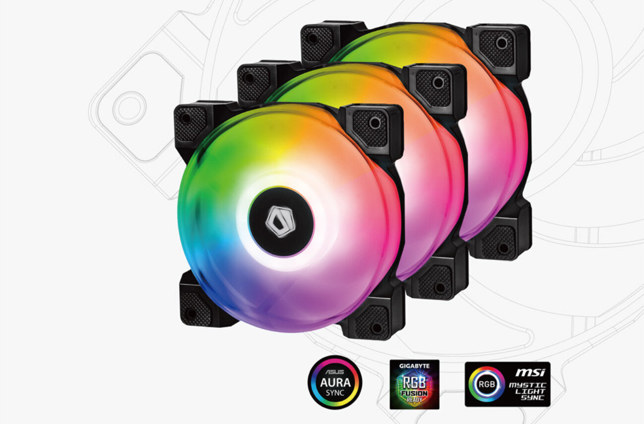 Fan Case ID Cooling DF-12025-ARGB TRIO 3pcs Pack là chiếc quạt tản nhiệt cao cấp với vòng đèn RGB bắt mắt