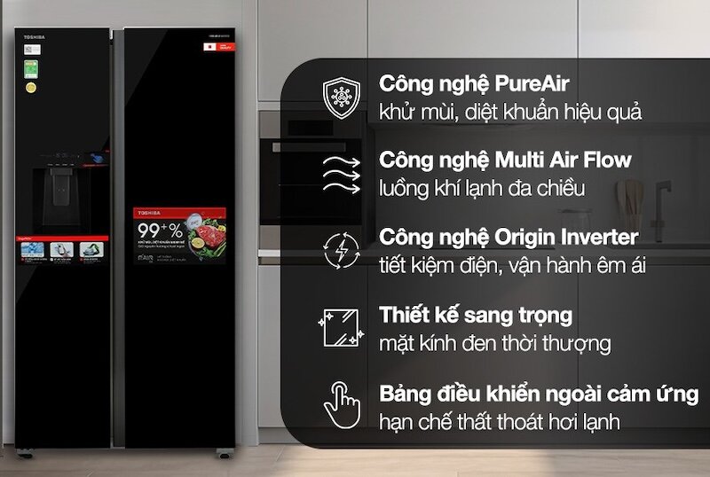 Tủ lạnh Toshiba Inverter 568 Lít GR-RS755WIA-PGV(22)-XK sở hữu thiết kế Side by Side