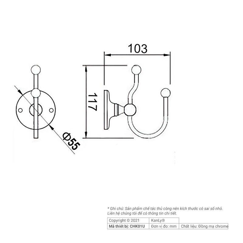 Móc treo đơn Kanly CHK01U