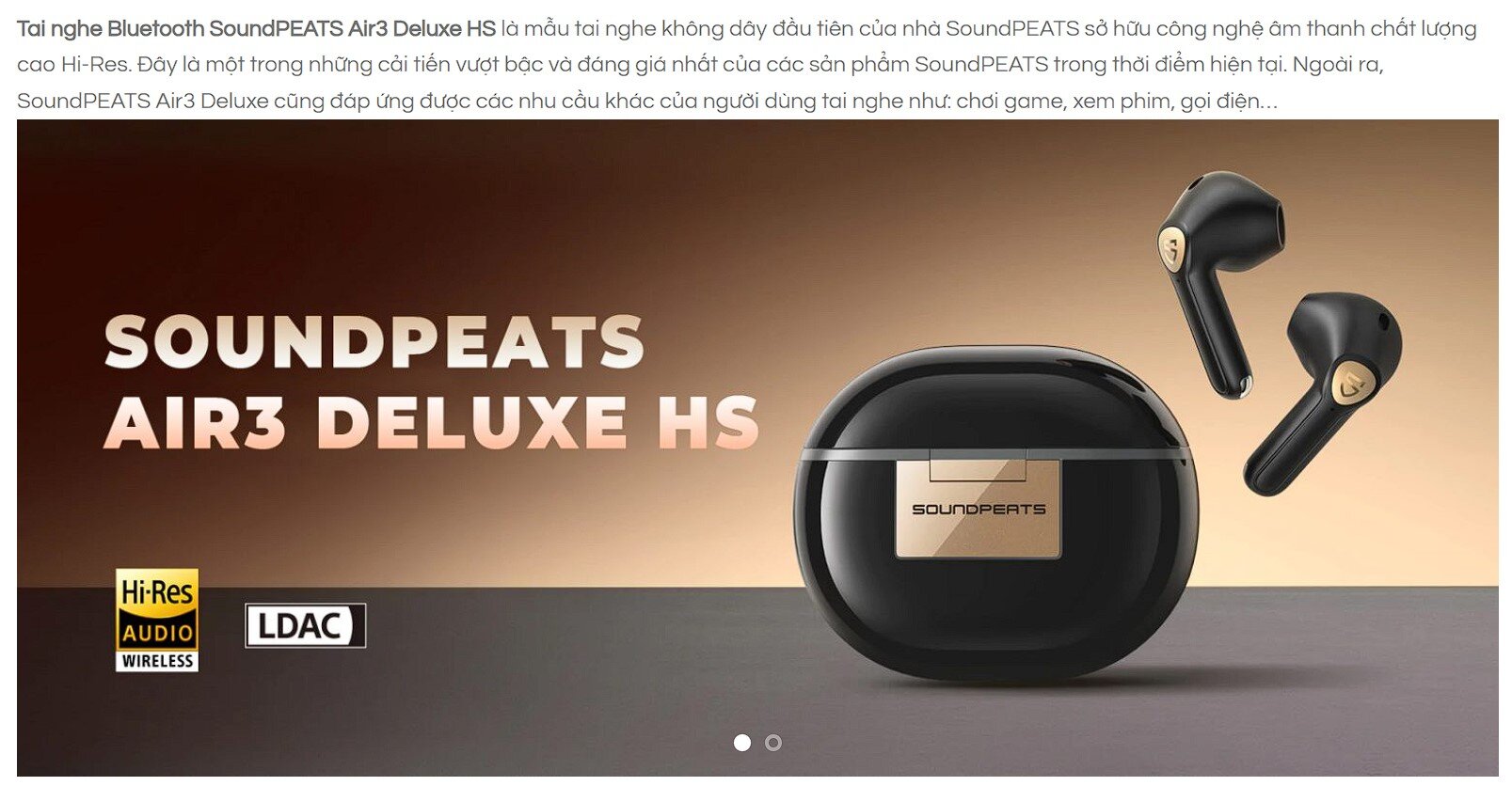 Tai nghe Bluetooth Soundpeats Air3 Deluxe HS