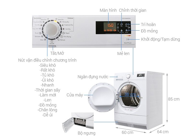 Máy sấy Electrolux 8 kg EDC2086PDW