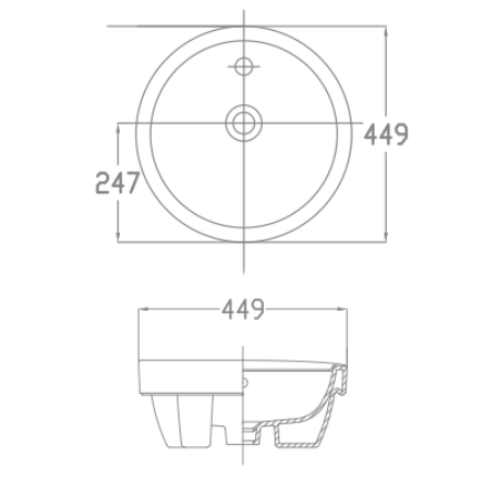 Bản vẽ kỹ thuật chậu rửa Lavabo bán âm American Standard WP-F307