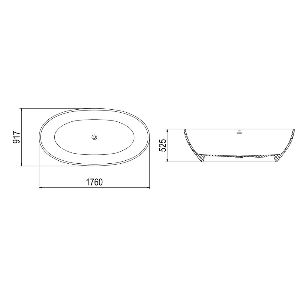 Bản vẽ kỹ thuật của bồn tắm đá đặt sàn Viglacera Platinum P458 (P.61.356)
