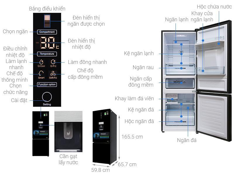 Tủ lạnh Aqua AQR-IG338EB(GB) - 292L Inverter Tủ lạnh Aqua AQR-IG338EB(GB) - 292L Inverter