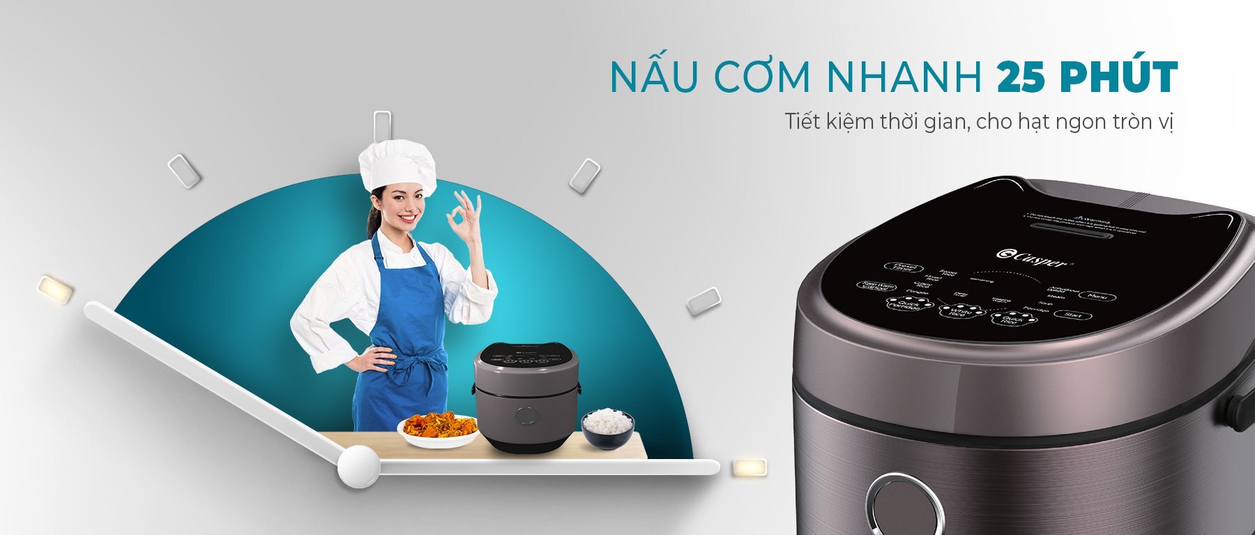 Nồi cơm điện Casper 1.8L CD-18RC01 có chế độ nấu nhanh chỉ 25 phút Nồi cơm điện Casper 1.8L CD-18RC01 có chế độ nấu nhanh chỉ 25 phút