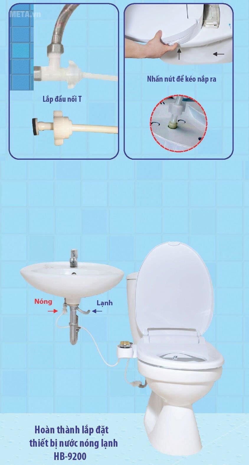 Thiết bị vệ sinh Hyundae Bidet 2 vòi phun HB-9200 có nắp