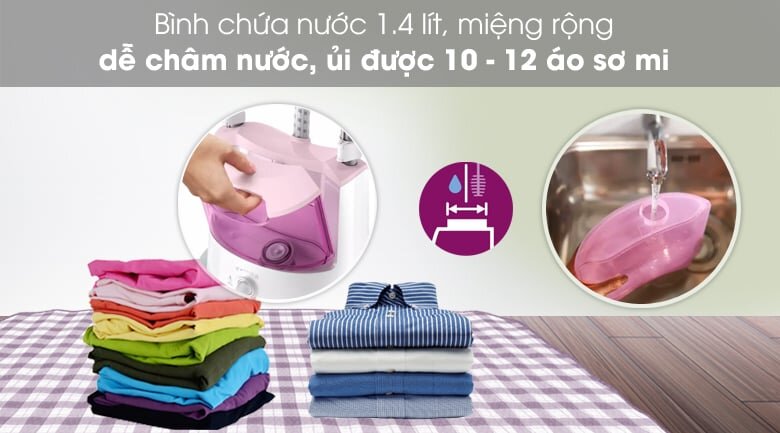 Bàn ủi hơi nước đứng Philips có bình nước tháo rời tiện lợi