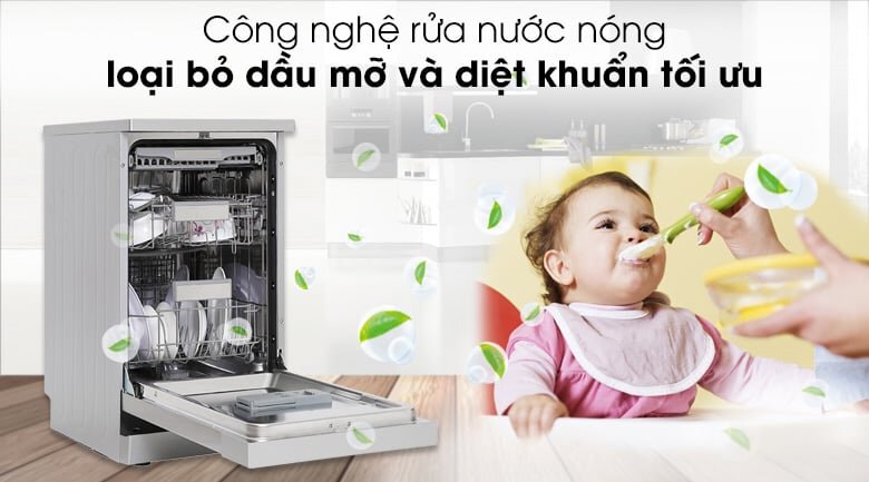 Galanz W45A3A401S-0E1(SS) sử dụng công nghệ rửa nước nóng