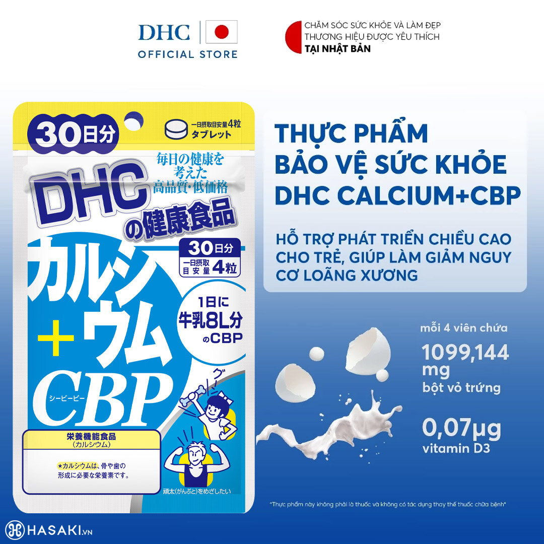 Sản phẩm Thực Phẩm Bảo Vệ Sức Khỏe DHC Dạng Viên Uống Bổ Sung Canxi + CBP hiện đã có mặt tại Hasaki 