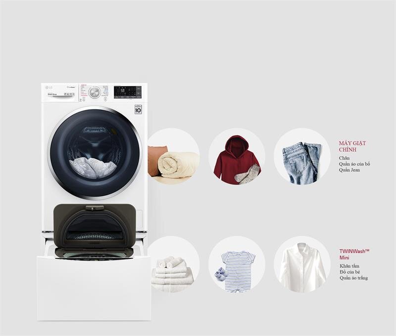 Máy giặt 9kg  LG TWC1409S2W Lồng ngang
