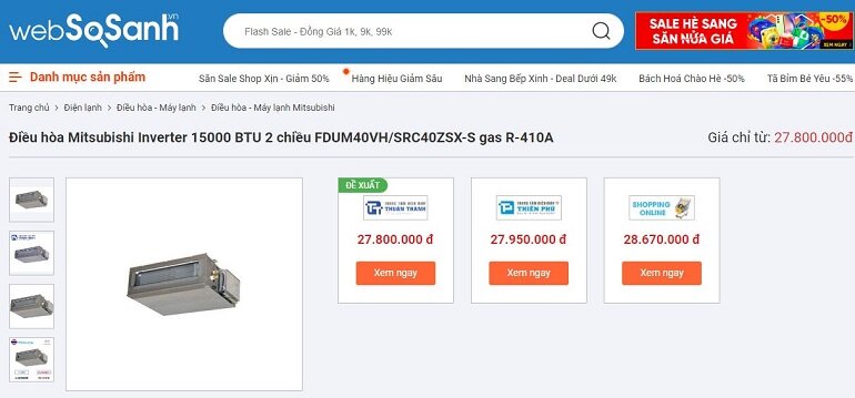 Giá Điều hòa Mitsubishi FDUM40VH/SRC40ZSX-S