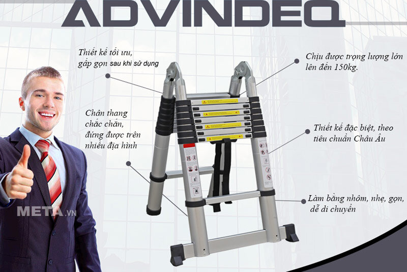 Thang nhôm rút gọn (chữ A) Advindeq ADT707B Thang nhôm rút gọn (chữ A) Advindeq ADT707B