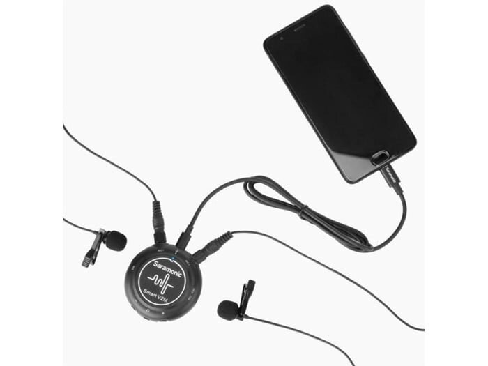 Bộ thiết bị thu âm Saramonic Smart V2M kết nối với nhiều thiết bị Saramonic Smart V2M