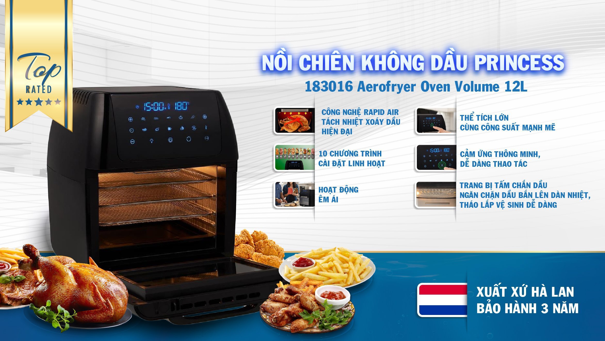 Nồi chiên không dầu đa năng Princess 183016