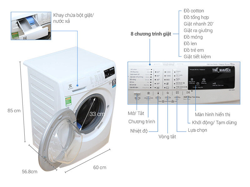Máy giặt Electrolux 8 kg EWF12843 Máy giặt Electrolux 8 kg EWF12843