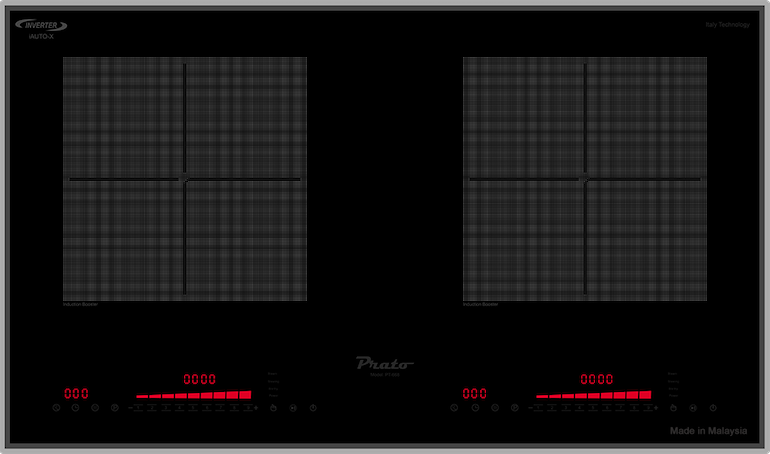 Bếp được thiết kế lắp âm 2 vùng nấu tăng sự sang trọng cho căn bếp