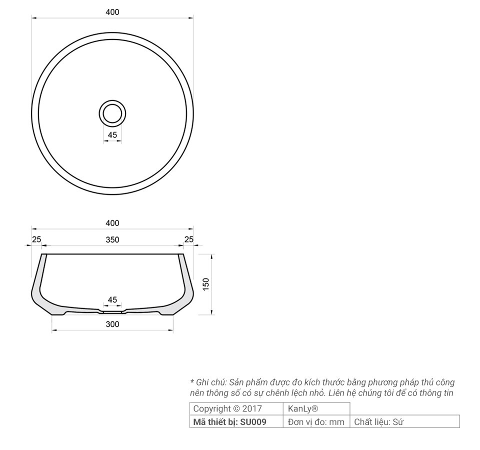 Chậu rửa mặt lavabo sứ hoa văn Kanly SU009