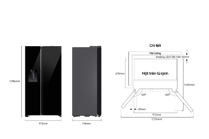 Tủ lạnh Samsung Side By Side Inverter 634 lít RS80F65J2BSV