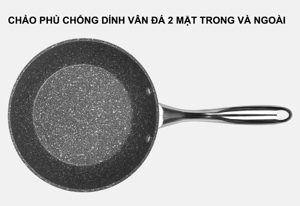 Chảo Greencook 26cm GCP08-26IH được phủ chống dính vân đá 2 mặt