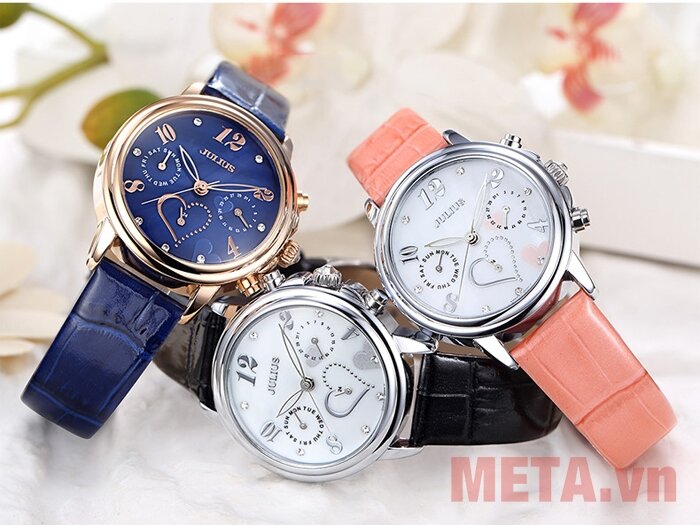 Đồng hồ nữ Julius JA-844 (Dây da màu xanh đen)