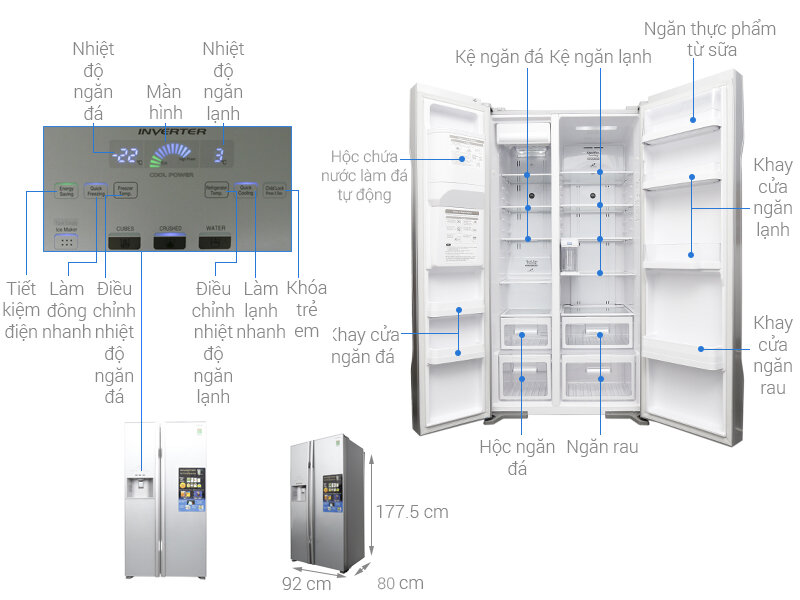 Tủ lạnh Hitachi Inverter 589 lít R-S700GPGV2 Tủ lạnh Hitachi Inverter 589 lít R-S700GPGV2