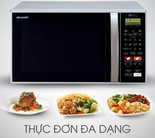 lò vi sóng Sharp R C900VN S có nhiều thực đơn nấu tự động