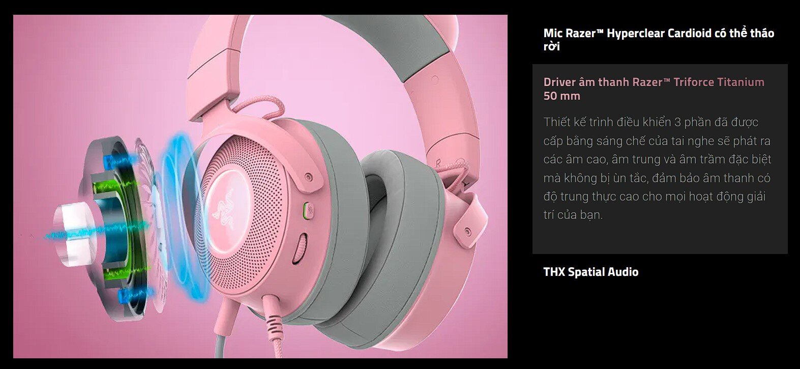 Tai nghe gaming có dây Razer Kraken Kitty V2 Pink _ RZ04-04730200-R3M1