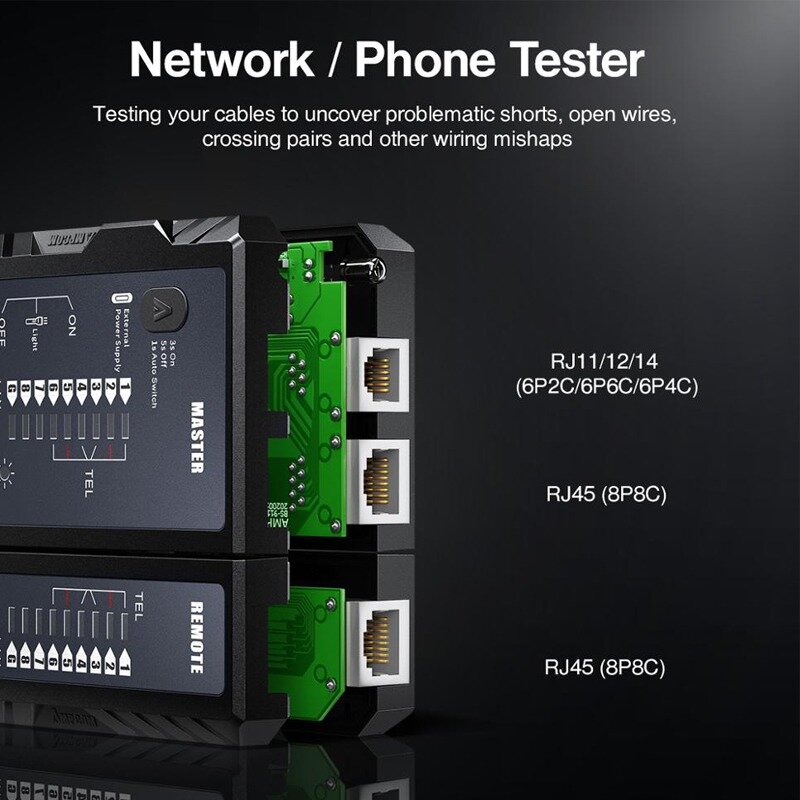 Bộ test mạng AMPCOM (PD USB) Black (Automatic) AMBKZRJ4511 2