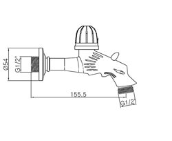 Bản vẽ kỹ thuật vòi lavabo Kanly GCT02R gắn tường
