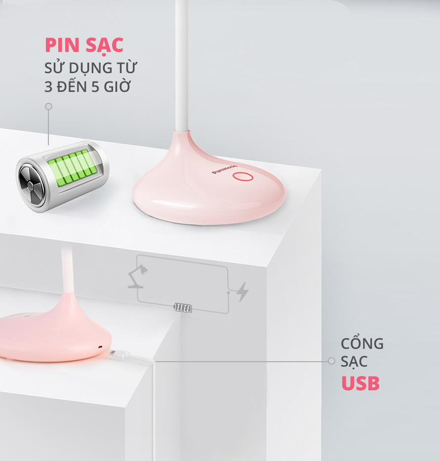 Đèn bàn LED Panasonic HH-LT0220P19 cổng sạc USB tiết kiệm điện