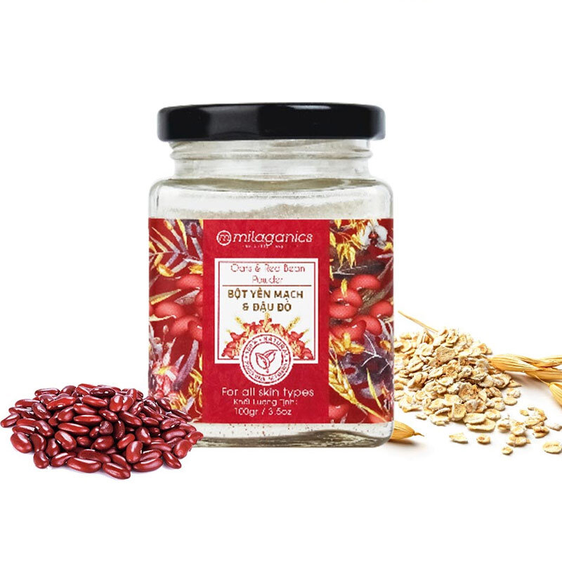 Bột Yến Mạch & Đậu Đỏ Milaganics Dưỡng Sáng, Ngừa Mụn 100g