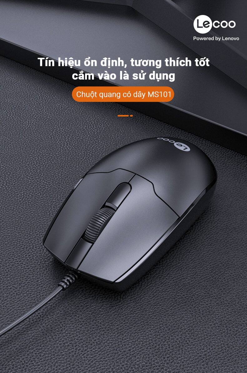 Chuột Lecoo MS101 đen (USB)