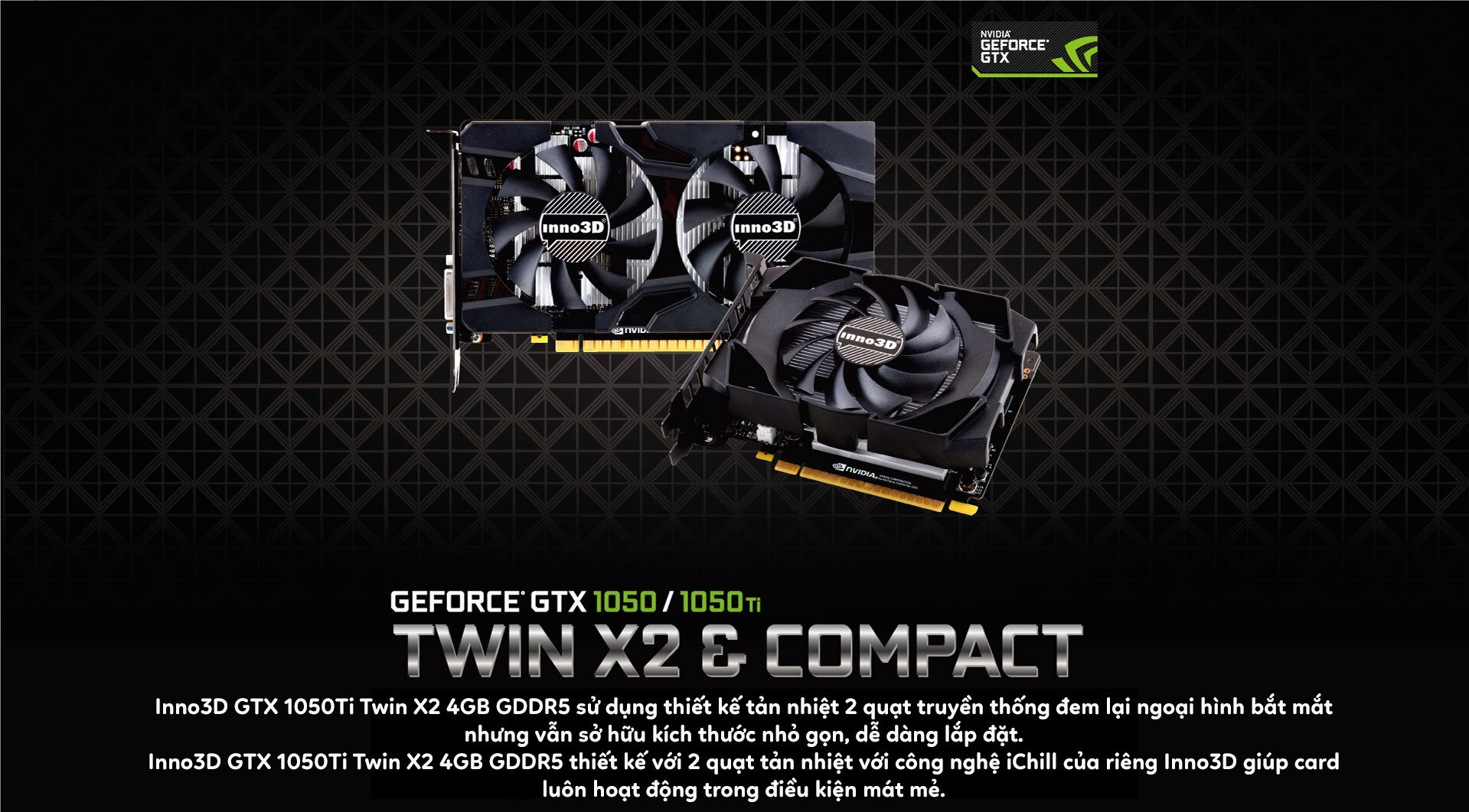 Card màn hình Inno3D GTX 1050Ti Twin X2 4GB GDDR5