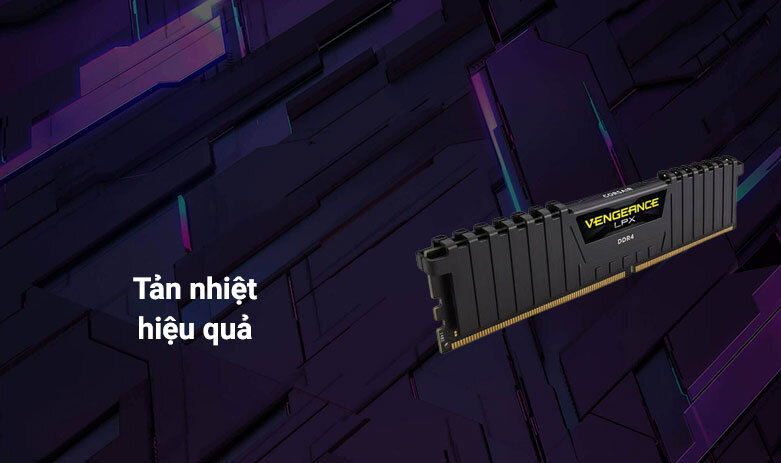 RAM Corsair Vengeance LPX 8GB (1x8GB) DDR4 3000MHz Black (CMK8GX4M1D3000C16) | tản nhiệt hiệu quả