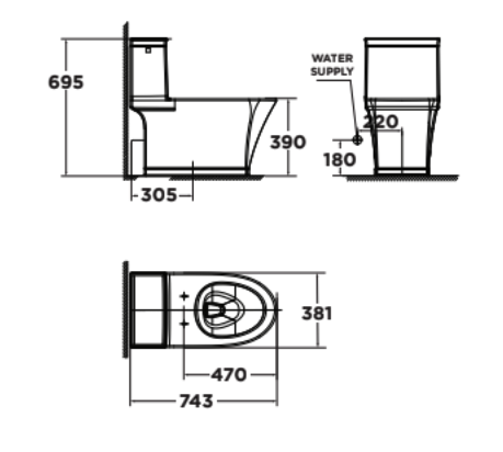Bản vẽ kỹ thuật bồn cầu 1 khối American Standard Kastello WP-2025