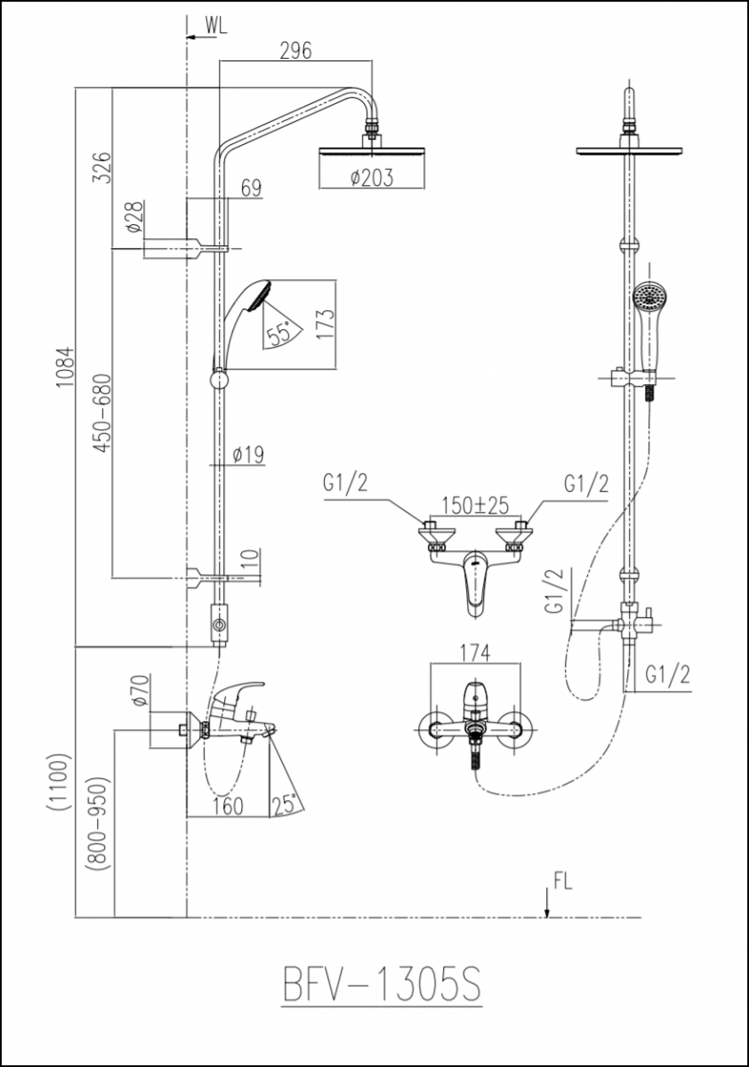 Thông số kĩ thuật sen vòi INAX BFV-1305S