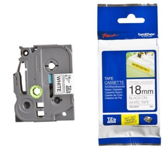 Nhãn in Brother TZE-S241 18mm (Dùng cho máy Brother Ptouch PT)