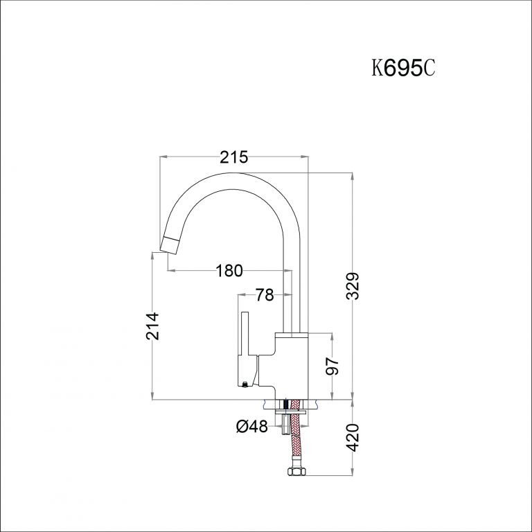 Bản vẽ kỹ thuật Vòi bếp Caesar K695C Nóng lạnh