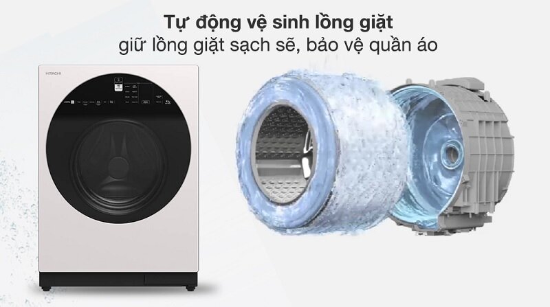Máy giặt Hitachi Inverter 10 kg BD-100GV TỰ VỆ SINH LỒNG GIẶT