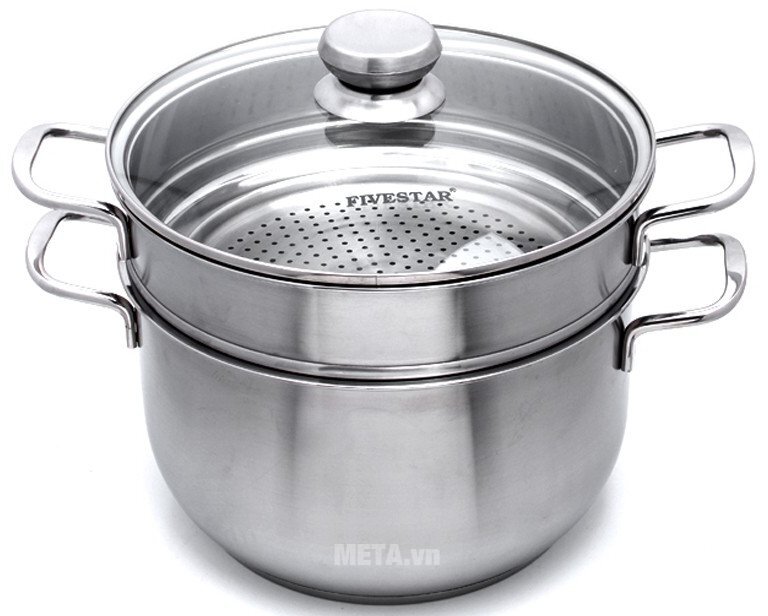 Bộ 2 nồi xửng 3 đáy NK 24cm Fivestar ST24-3DG