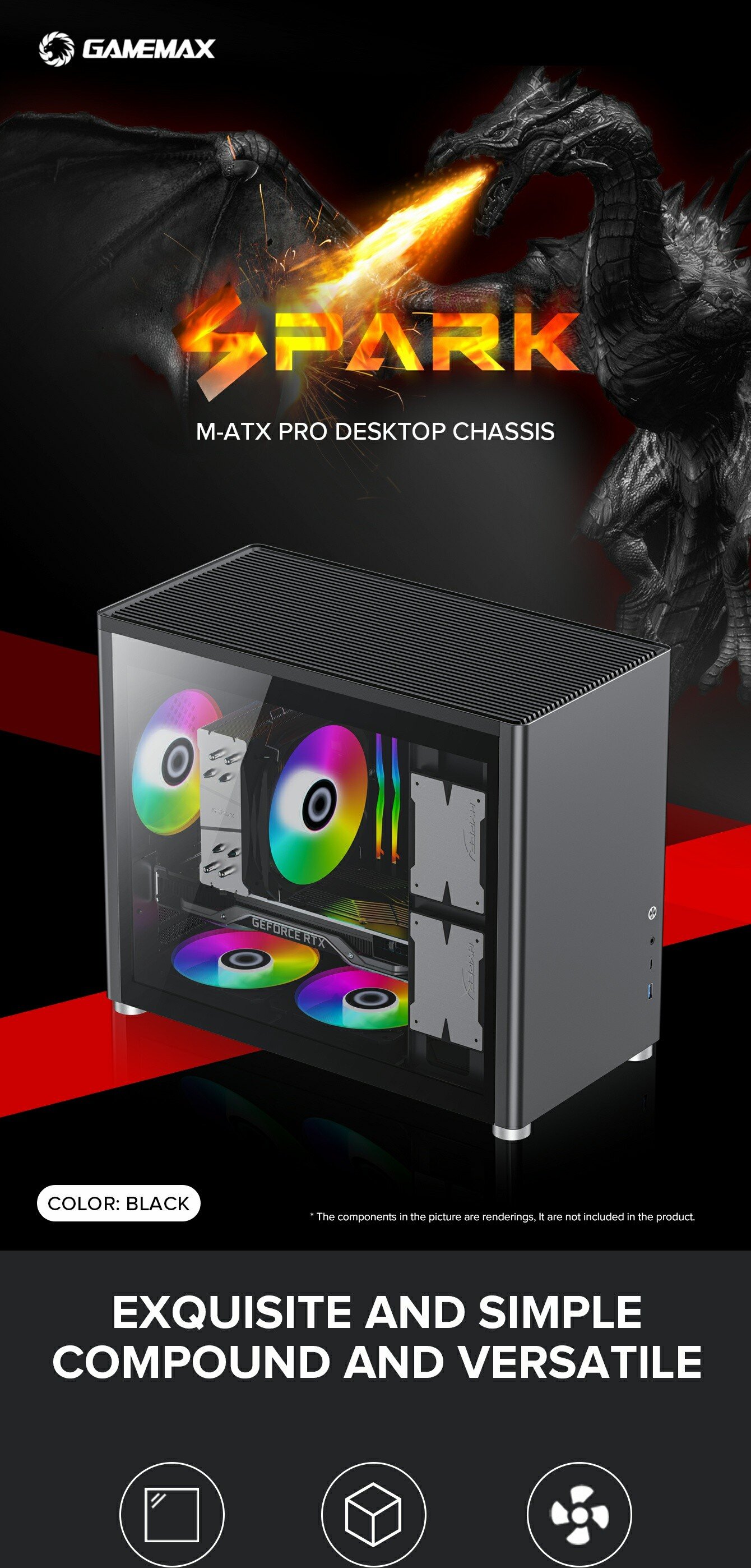 Vỏ case GAMEMAX SPARK Mini Grey