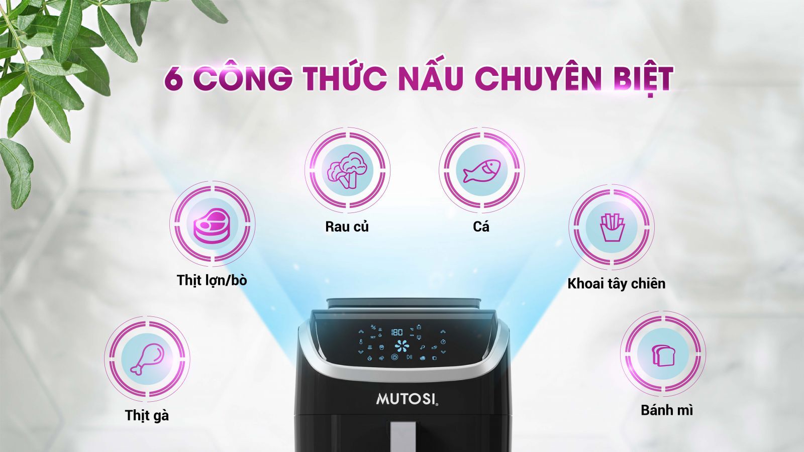 Nồi chiên có 6 công thức nấu chuyên biệt Nồi chiên không dầu kiêm hấp