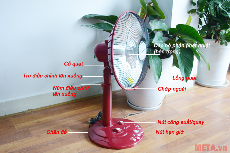 Đèn sưởi halogen kiểu quạt Tiross TS929 Đèn sưởi halogen kiểu quạt Tiross TS929
