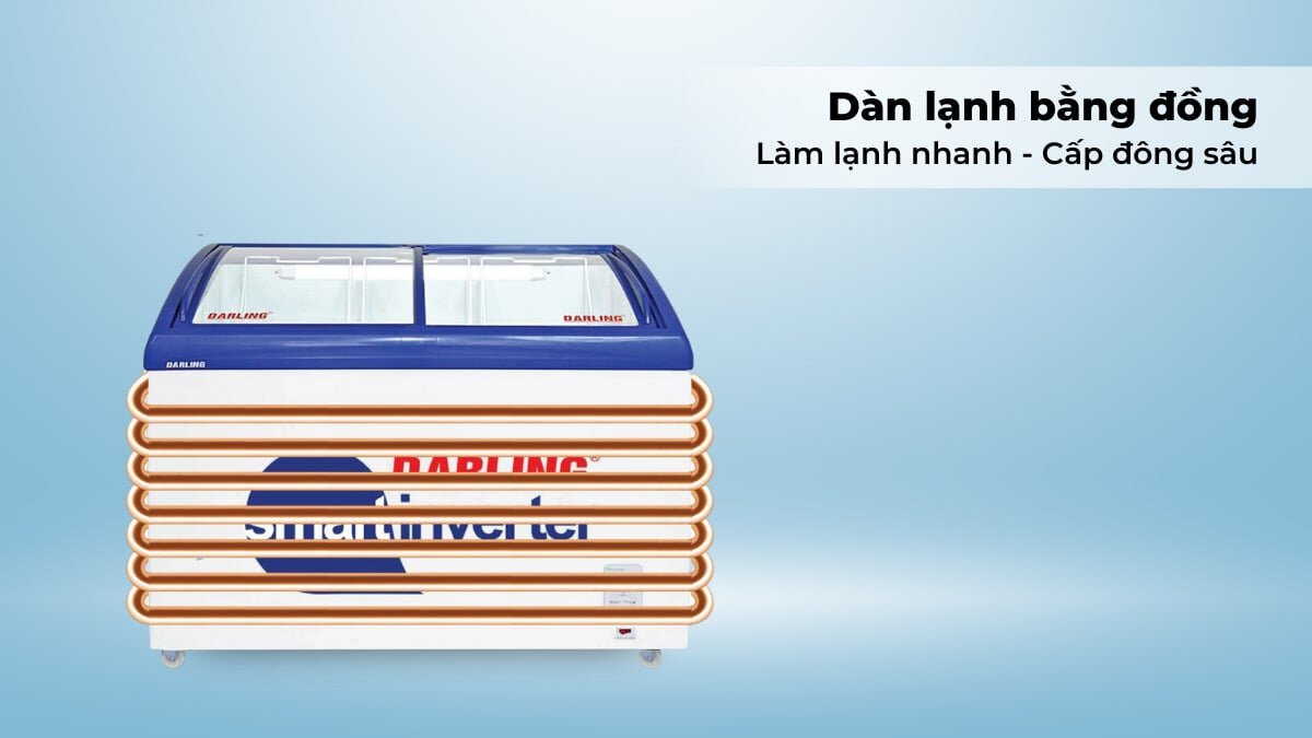 Tủ đông Darling Inverter 400 lít DMF-4079ASKI sử dụng dàn lạnh 100% ống đồng