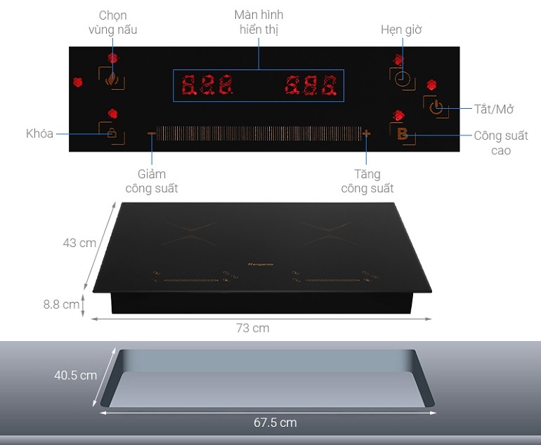 Bếp từ âm 2 vùng nấu Kangaroo KG859i Bếp từ âm 2 vùng nấu Kangaroo KG859i