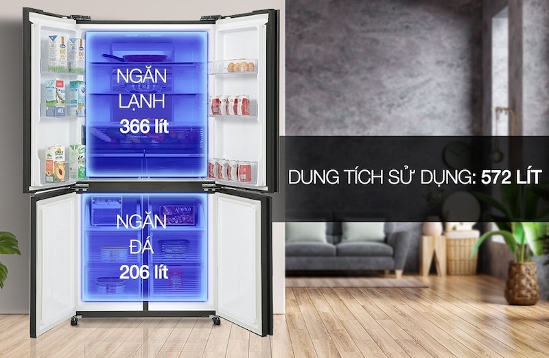 Tủ lạnh Sharp Inverter 572 lít SJ-FXP640VG thiết kế sang trọng, hiện đại
