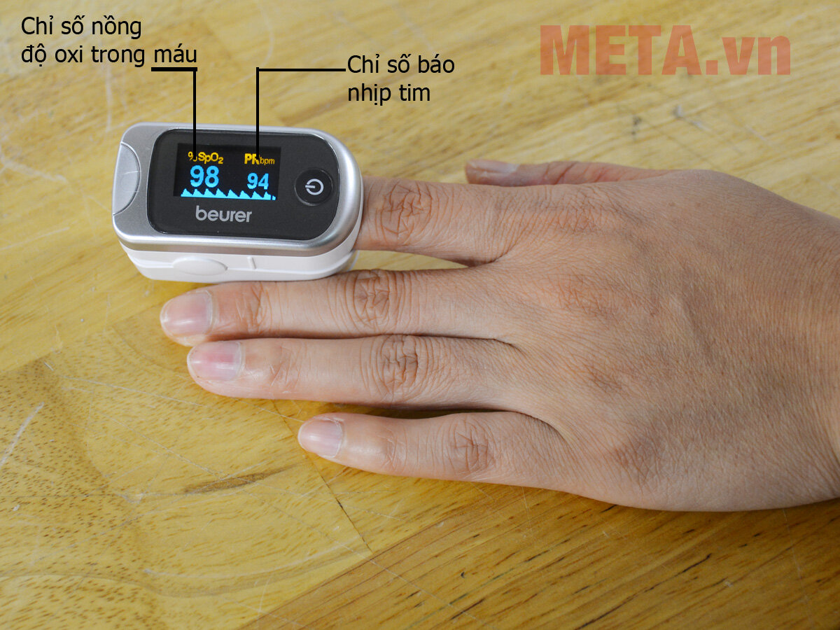Máy đo nồng độ oxy trong máu SpO2 và nhịp tim Beurer PO40