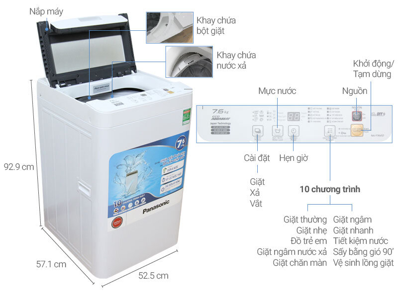 Máy giặt Panasonic 7.6 kg NA-F76VS7WCV Máy giặt Panasonic 7.6 kg NA-F76VS7WCV